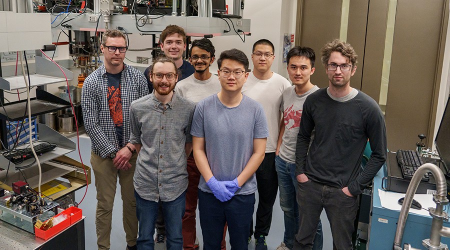 Members of Cleland Lab in their workspace